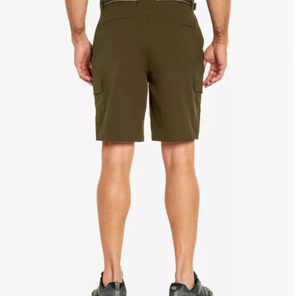Orvis Mens Flat Front Comfort Waist Belt Lightweight Olive Green Cargo Shorts 34 - Picture 3 of 16